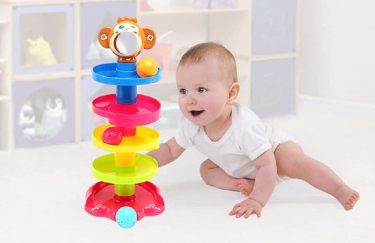 Zest Rolling & Swirling Ramp Toy | 5-Layer Ball Drop Tower with Rattle Balls | Baby & Toddler Fun Toy