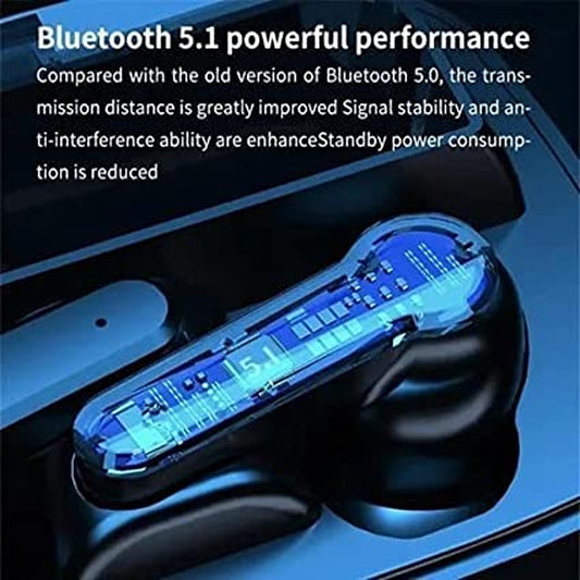 Zest M19 Bluetooth 5.1 Wireless Earbuds with LED Display, Touch Control & Flashlight – Deep Bass Stereo I ZSNGG03