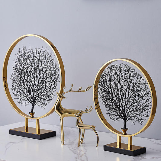 K&B Sea Tree Geometric Metal Showpiece – Vintage Abstract Home & Office Decor