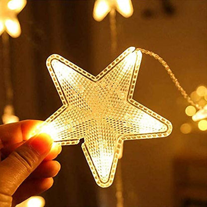 Purple Tree Star Curtain LED String Lights (3m V Shape) – Decorative Fairy Lights for Diwali, Christmas, Weddings, Parties & Home Decor