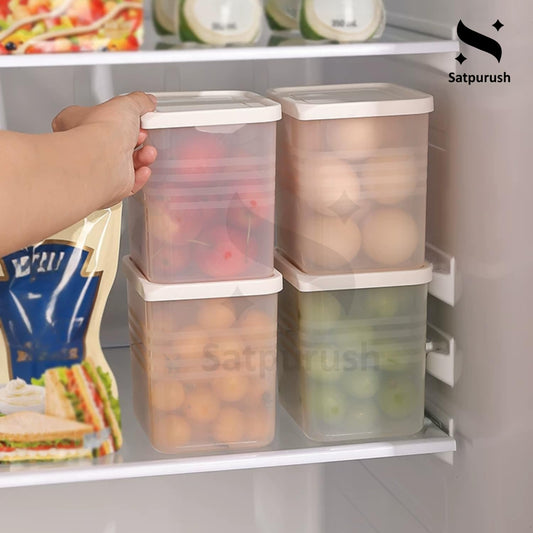 Zest Fridge Storage Boxes (Pack of 6) Freezer, Refrigerator Organizer Containers Kitchen Storage Container Set Kitchen Accessories Items for Home 1200 ml Food Storage Box and Plastic, White