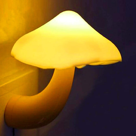 Zest LED Mushroom Night Light with Light Sensor – EU Plug, Wall Socket Lamp for Bedroom & Home Decor