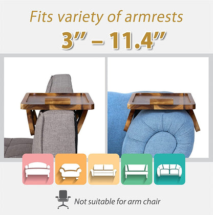 Zest Trays Stable Sofa Tray, Stylish,  Solid, Flexible Sofa Arm Rest Tray, Premium Acacia Wood Material, Foldable , Eco Friendly, Anti Slip and Comfortable with 360 Degree Mobile Holder