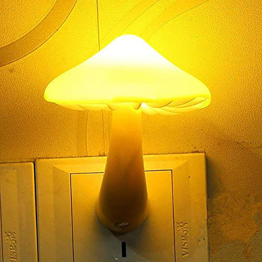 Zest LED Mushroom Night Light with Light Sensor – EU Plug, Wall Socket Lamp for Bedroom & Home Decor