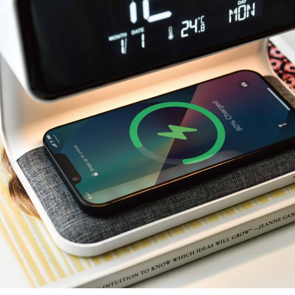 2026 Digital Alarm Clock With Wireless Charger – Modern ABS Night Light For Bedroom
