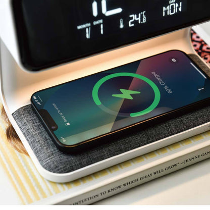 2026 Digital Alarm Clock With Wireless Charger – Modern ABS Night Light For Bedroom