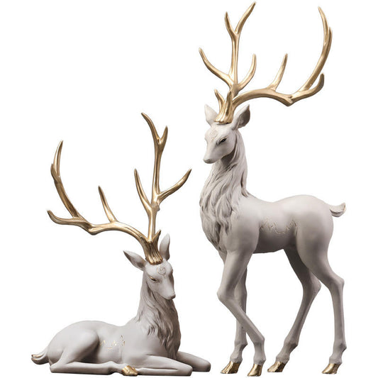 Luxury Resin Elk Statues – Handmade Animal Decoration For Home, TV & Wine Cabinet