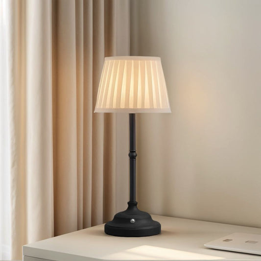 European Style Rechargeable LED Desk Lamp – Cordless Fabric Table Light for Dining & Bedroom