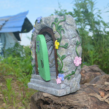 Solar Fairy Garden Door House – Resin Miniature Ornaments For Home & Garden Decoration