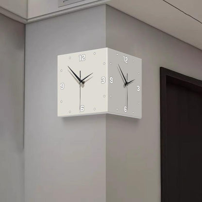 Modern Double-Sided LED Corner Wall Clock – Square Iron Design, Digital Hollowed-Out Hanging Clock for Living Room & Home Décor