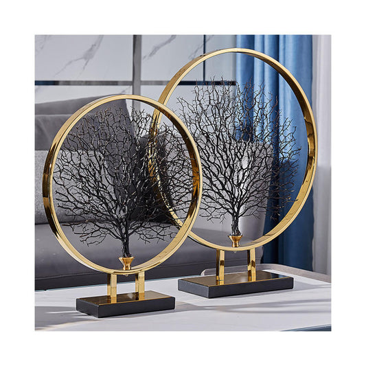 K&B Sea Tree Geometric Metal Showpiece – Vintage Abstract Home & Office Decor