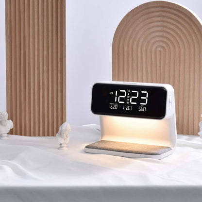 2026 Digital Alarm Clock With Wireless Charger – Modern ABS Night Light For Bedroom