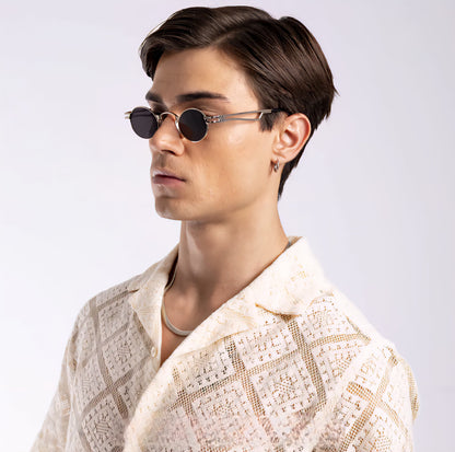 Orbit Luxe Unisex | Silver Black Round Sunglasses Men & Women By Zest-ZESG41