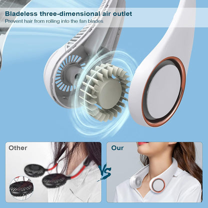 Zest Portable Neck Fan – 5200mAh, Strong Wind, 360° Cooling, Quiet & Tangle-Free